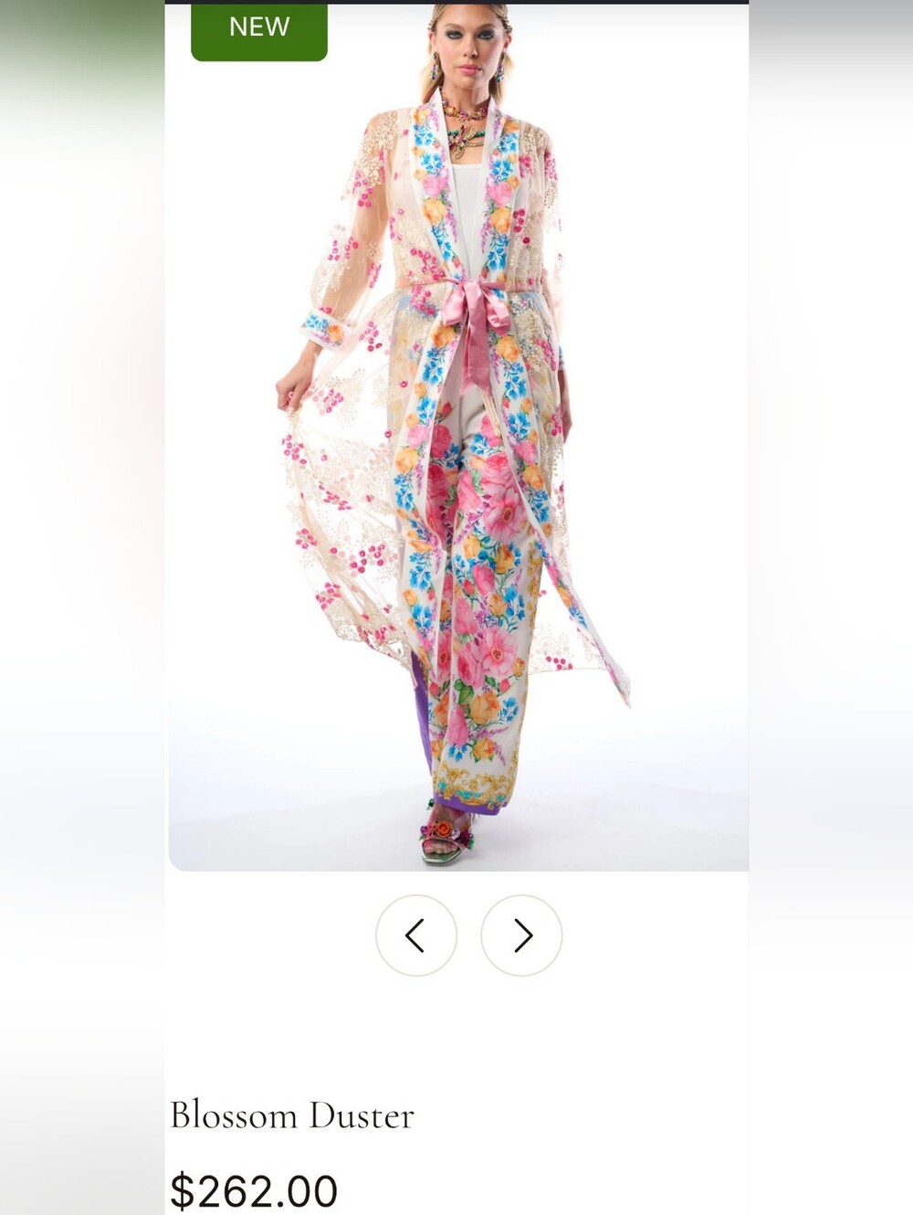 Aratta Floral Blossom Duster in Pink, Blue, Cream